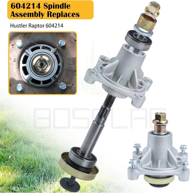 BOSFLAG 2 Pack 604214 Spindle Assembly with 603987 Pulley 793828 Belt Replaces Hustler 604214 Spindle Assembly Hustler Part 604214 Hustler Spindle 604214 Spindle 604214 Hustler Raptor Spindle 604214 - Image 2